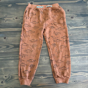 Boys Free Planet Dino Print Sweatpants Size 7 Orange Joggers Casual Playwear